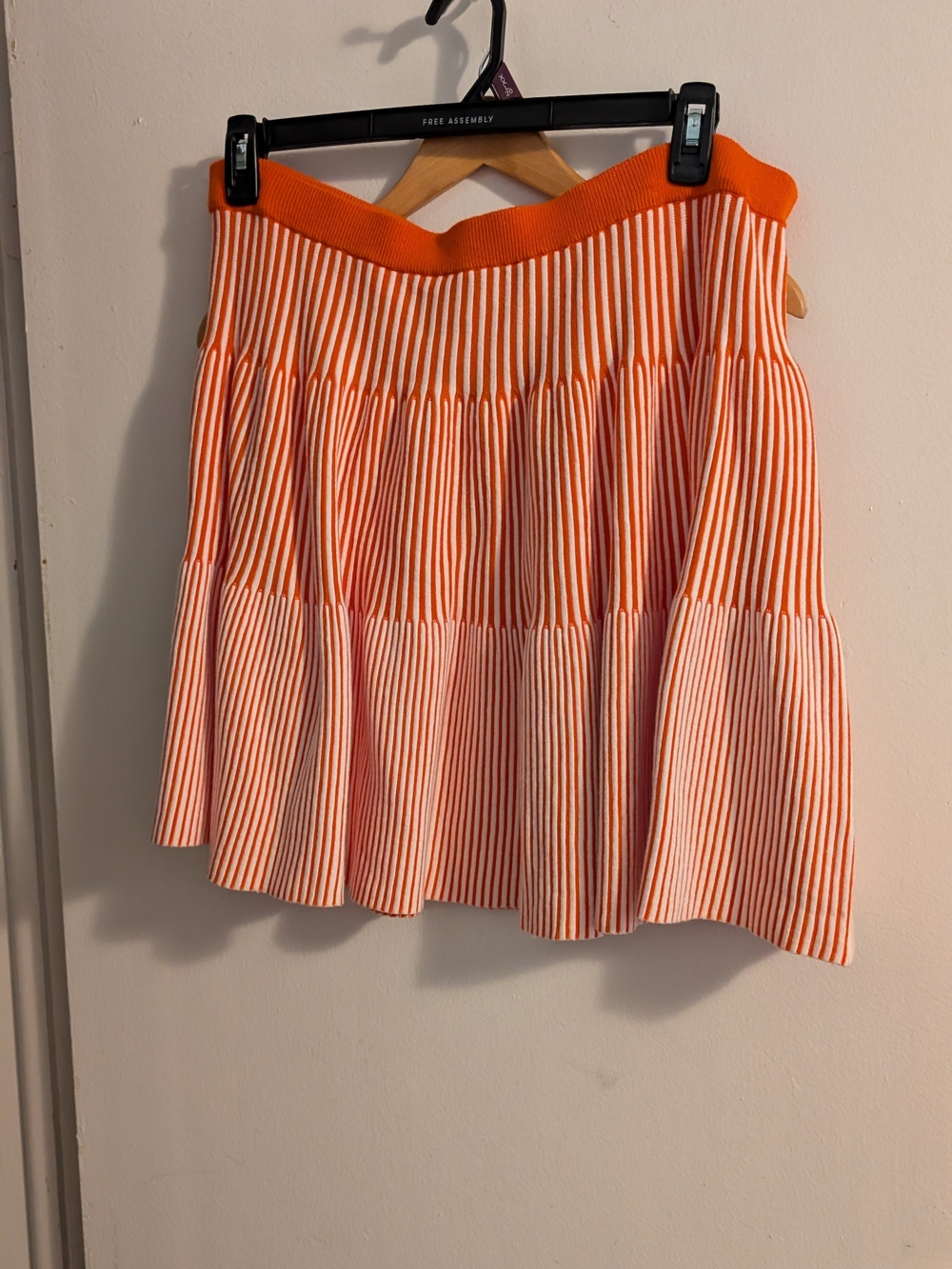 Women's Orange and White Striped Tiered A-Line Skirt